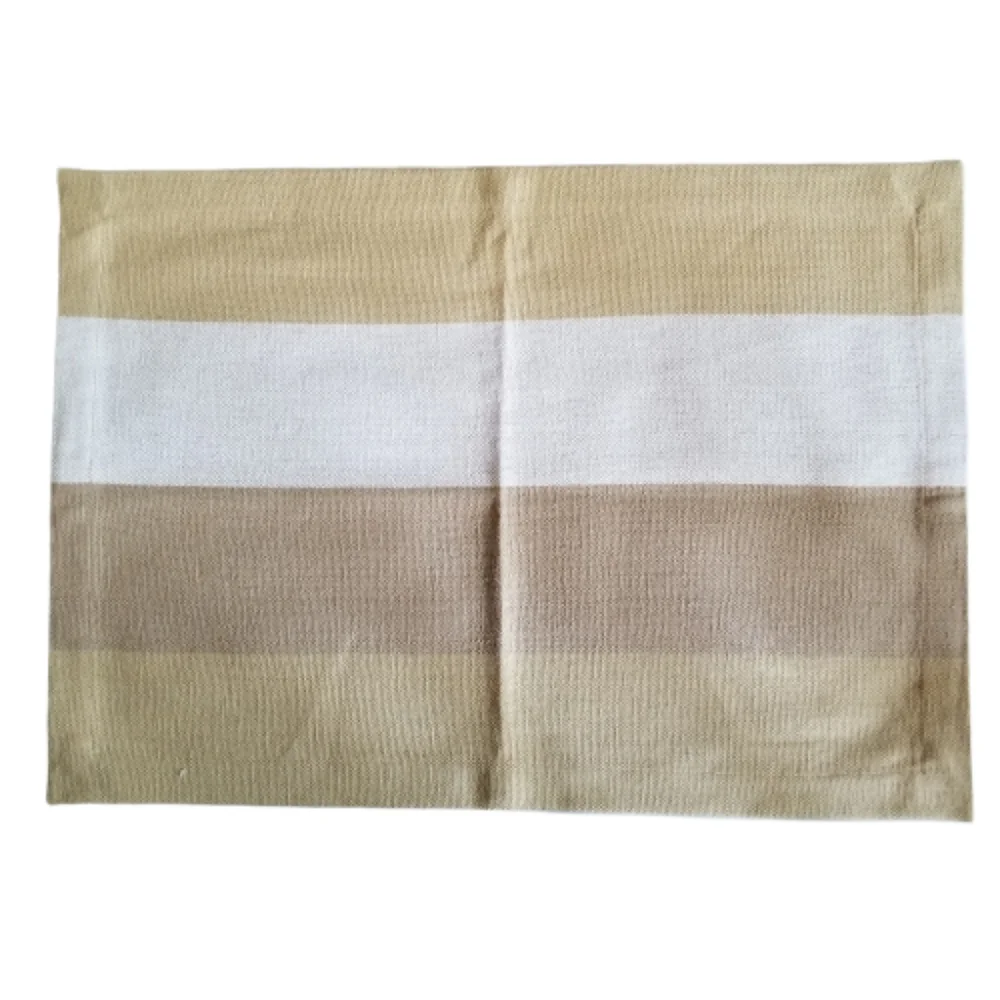Pottery Barn Wide‎ Striped Cloth Placemats Set of 4 Tan Cream Dinner Table Heavy